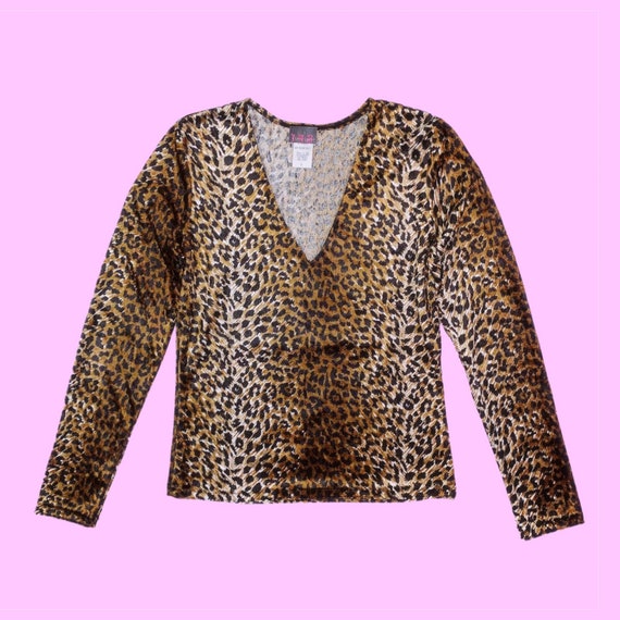 1990s 143 I LOVE YOU Leopard Velvet Top - image 3