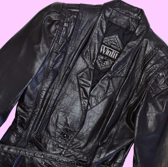 1990s WINLIT Black Leather Jacket - image 3