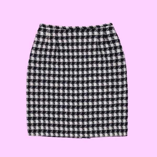 1990s METROCOLLECTION Plaid Wool Mini Skirt