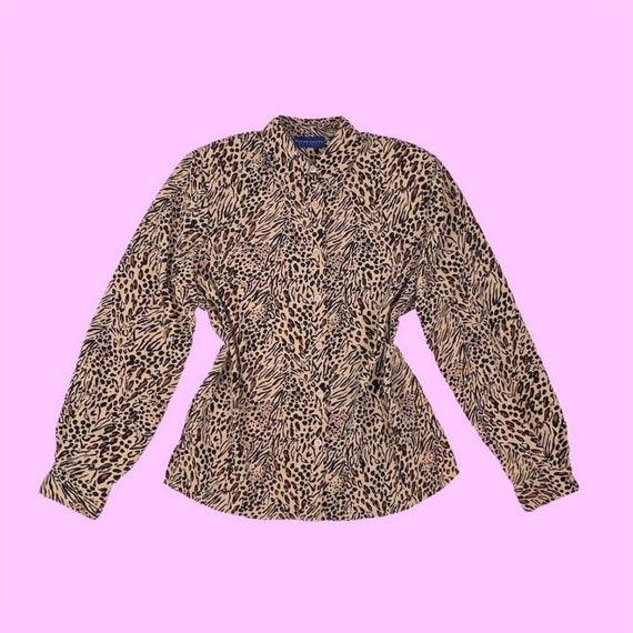 1990s Silky Leopard Print Blouse