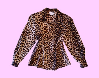 Leopard Print Blouse - Etsy