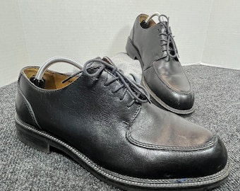 Scarpe eleganti da uomo Kenneth Cole Oxford Made in Italy, taglia 12, in pelle nera, modello Derby Church.