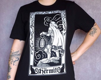 SALE // Hermit - Screen Print T-shirt - Tarot Magick Pagan Occult Esoteric