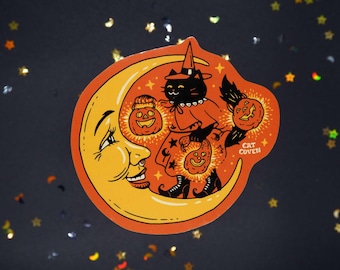Cat Witch & Moon - Sticker