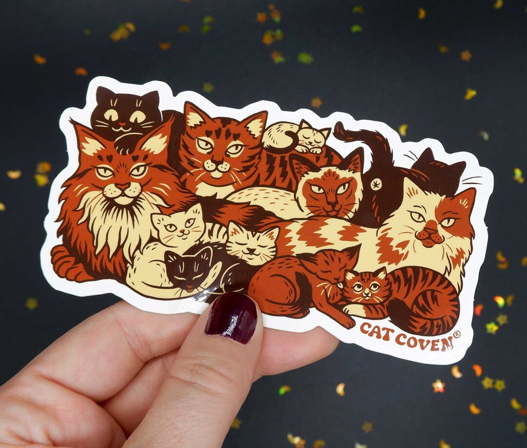Clutter of Cats Vinyl Sticker - Etsy