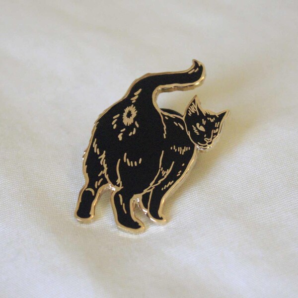 Gold Cat Butt Cloisonné Lapel Pin