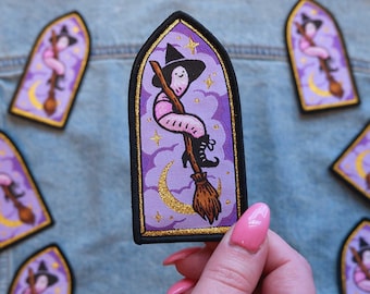 Worm on a Broom - Woven Iron-On Patch