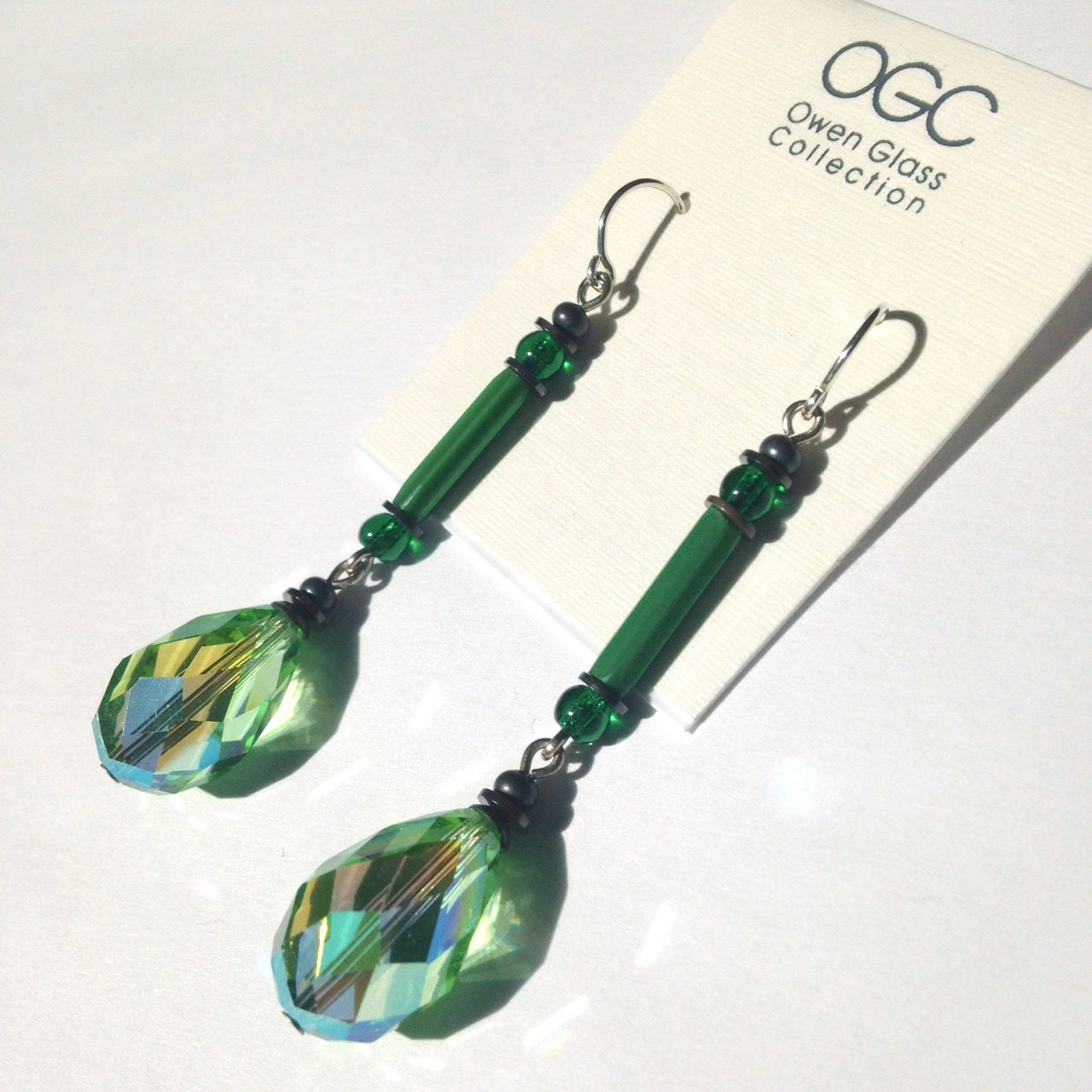 Earrings Green Light Collection Crystal