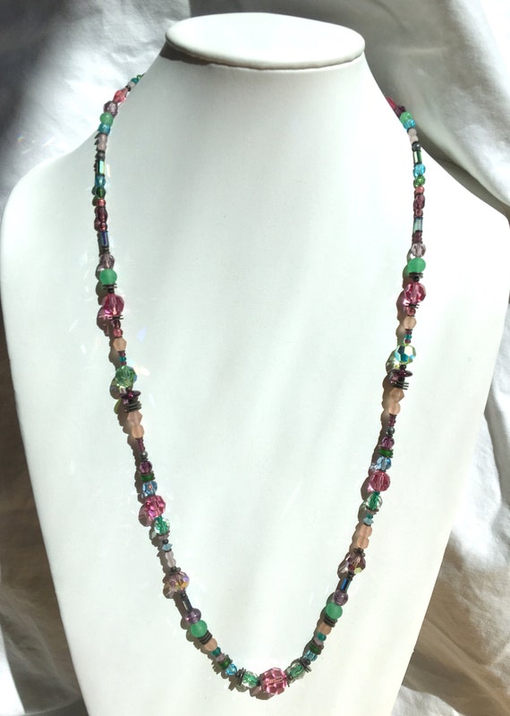 30 Inch Necklace, Austrian Crystal and Czech Glas… - image 4
