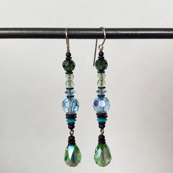 Iridescent Peridot Crystal Earrings: Austrian Crystal & Czech Glass
