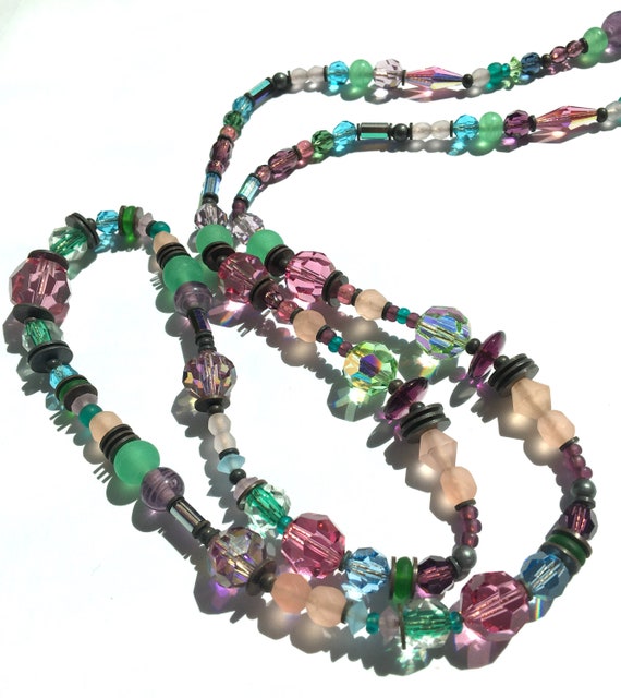 30 Inch Necklace, Austrian Crystal and Czech Glas… - image 2