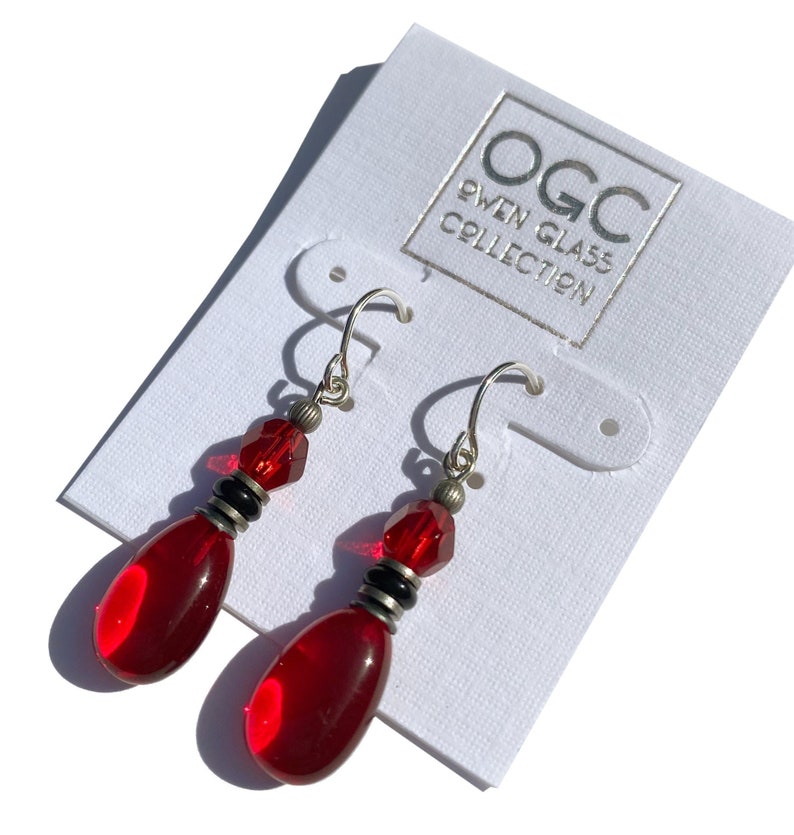 Red glass earrings Clearance