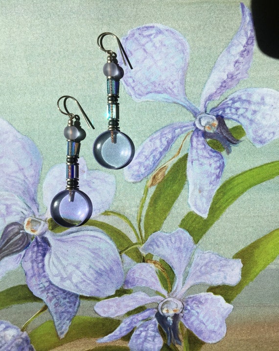 Pale Purple Earrings, Light Amethyst Earrings, Czech Glass and Austrian Crystal, Pastel Glass Earrings, "Style 220"