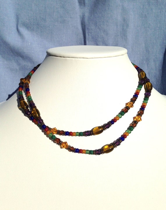 33 Inch Necklace, Austrian Crystal and Czech Glass
