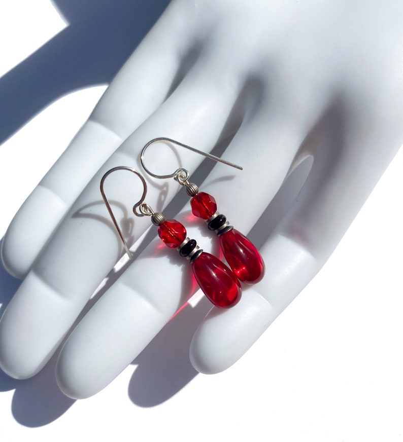 Red glass earrings Clearance