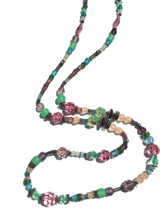 30 Inch Necklace, Austrian Crystal and Czech Glas… - image 3