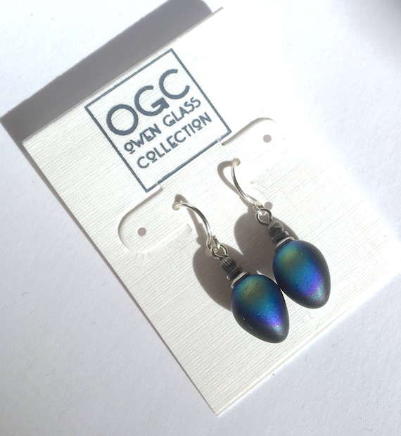 Frosted Jet Earrings, Iridescent Shine on Matte Black Glass Drops, Sterling Silver Ear Wires, Dainty Black Earrings, "Mini Berries 11"