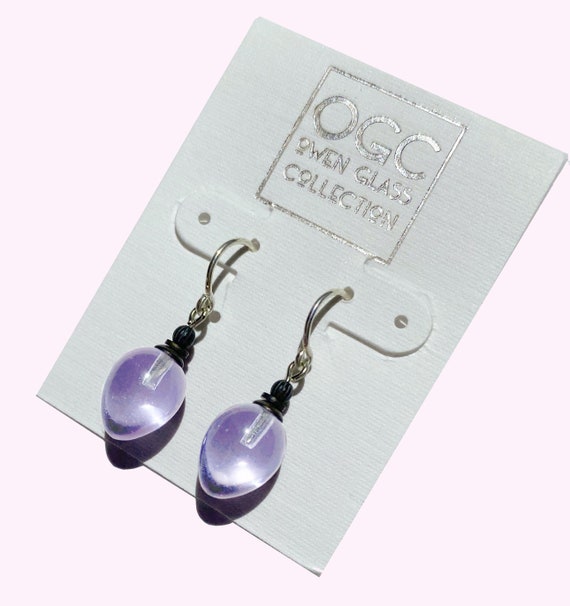 Light Amethyst Earrings, Clear Pastel Periwinkle, German Glass, Dainty Earrings, Light Purple, Sterling Silver Ear Wires, Mini Berries 18