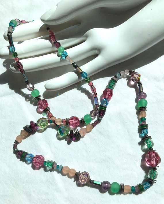 30 Inch Necklace, Austrian Crystal and Czech Glas… - image 5