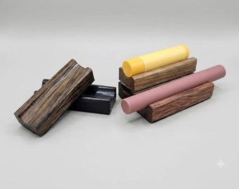 Lip Balm Holder | Solid Oak Nightstand Organizer | Personalized Engraved Gift for Her | BalmDock