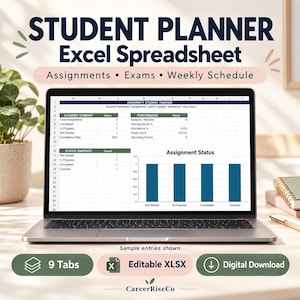 Studienplaner-Tabelle für Excel | Aufgaben- und Prüfungsübersicht