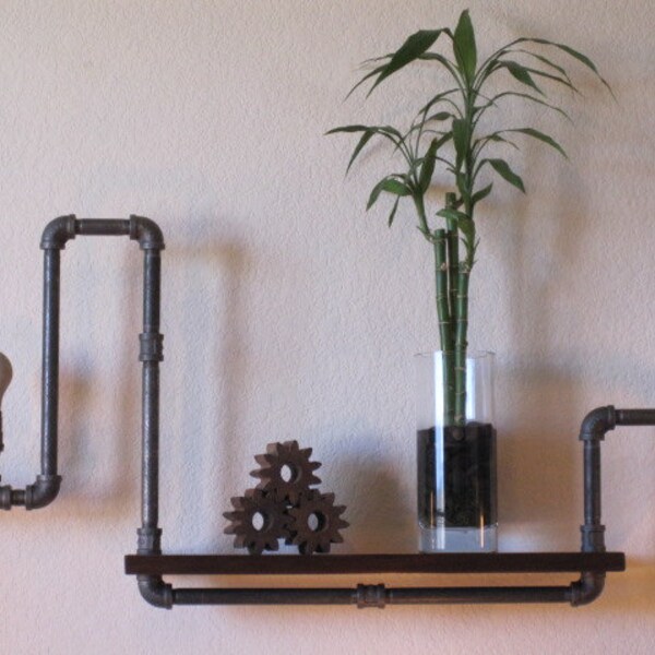 24" Single with Concrete Light Bulb Pipe Shelf