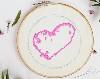 Embroidery pattern - Simple Heart design - Ruby Boo Collection