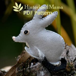 PDF Australian Bilby Felt Animal Pattern: template and instructions - Stuffed Toy, Animal Softie, DIY Easter Craft. Native Australian animal