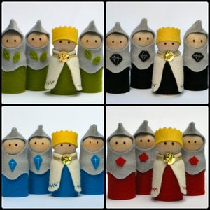 Queen, King & Knights pattern template, TWO sets of instructions, Waldorf inspired felt Royal Guard pattern for wooden peg dolls image 3