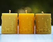 Pure Beeswax Candles - Christmas Candle - Beeswax pillar candle - Natural beeswax candles - Woodland theme Christmas candle Australia
