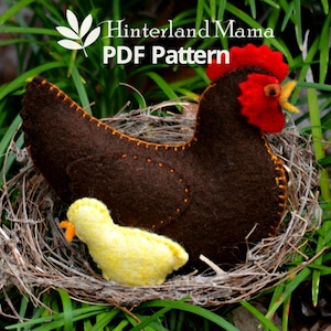 PDF Felt Chicken Pattern - Waldorf Felt Animal Pattern / Chicken Family - Felt Hen pattern - Waldorf Easter Craft - Felt sewing pattern