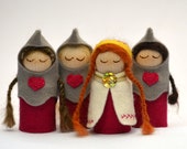 Waldorf toys - Pink Heart girl dolls - Waldorf inspired toys for girls - Waldorf Knight Toys - Gift for girl. Girl dolls. Fairytale Princess