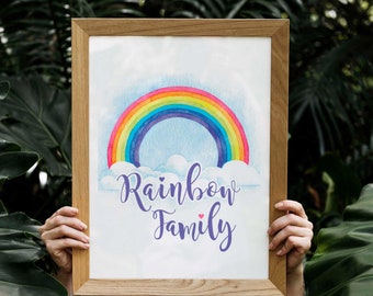PDF Wall Art - Rainbow Family poster - available in three sizes- Waldorf inspired