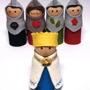 Queen, King & Knights pattern template, TWO sets of instructions, Waldorf inspired felt Royal Guard pattern for wooden peg dolls image 7