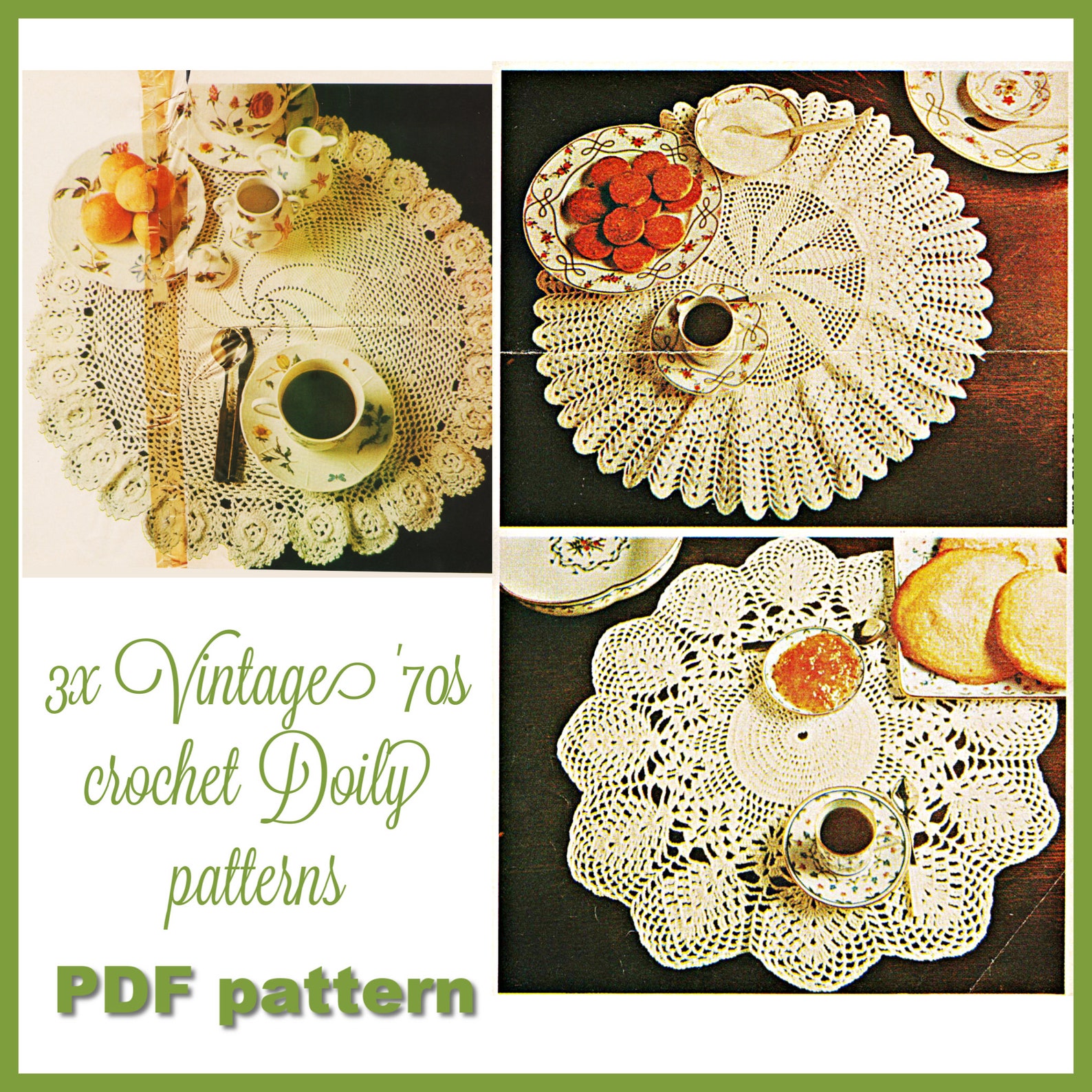 PDF Crocheted Doilies Patterns - Crochet Doily Pattern - Instant