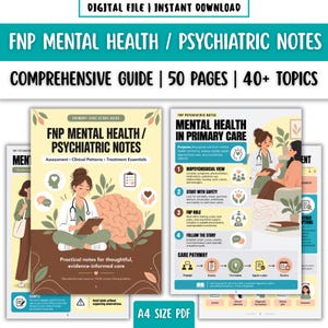 Psychiatric Nursing Notes, FNP Mental Health Study Guide, Psych Meds Cheat Sheet, Mental Status Exam, Psychiatric Assessment, PMHNP Review