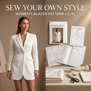 Women's Blazer Sewing Pattern, Blazer Dress Pattern, Tailored Jacket Mini Dress Pattern, S-XL