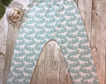 Organic baby leggings, horse print, toddler leggings, baby pants.  Made in the USA
