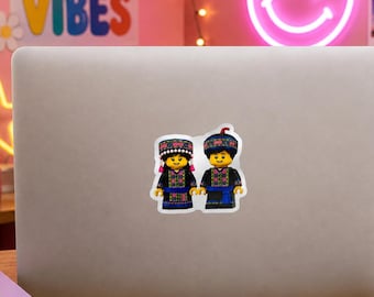Hmong-Aufkleber | Paar | Vinylaufkleber | Konturgeschnitten | Hmong-Liebesstolz-Kulturaufkleber | Laptop-Wasserflaschenaufkleber
