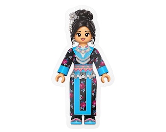Aufkleber mit Hmong-Mädchen, Aufkleber für traditionelle Hmong-Kleidung, niedlicher Hmong-Aufkleber, kulturelles Geschenk der Hmong-Kultur, Aufkleber für Wasserflaschen und Laptops