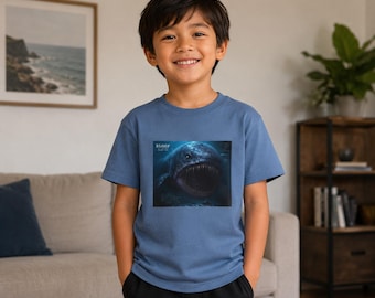 Das Bloop-Tiefseemonster-T-Shirt, Illustration eines Wasserkryptids, Tiefseekreatur-T-Shirt, Shirt für Meeresliebhaber, Kinderbekleidung, lustiges Geschenk zum Thema Ozean