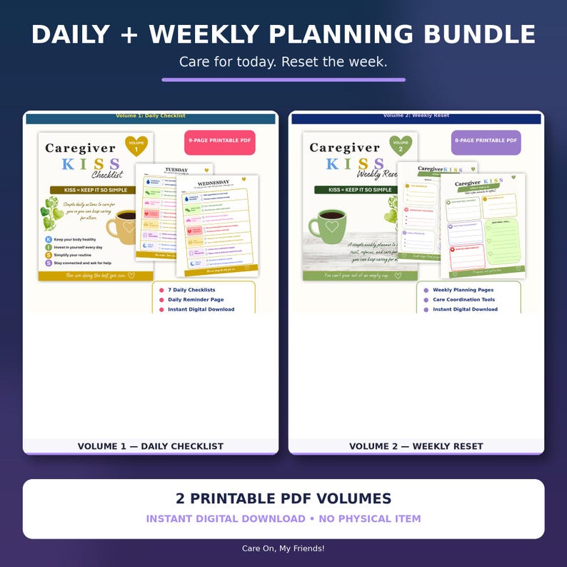 Printable Daily and Weekly Caregiver Planning Bundle - Volumes 1 and 2 ...