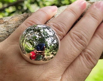 Handmade 925 Sterling Silver Dome Ring, Large Dome Silver Ring - Modern Design Silver Ring - Stetement Silver Ring  For Women - Gift For Her
