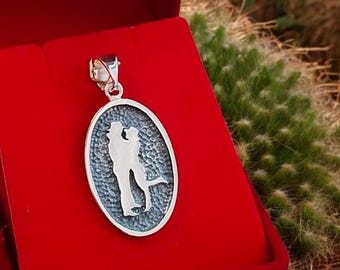Handcrafted 925 Sterling Silver Cowboy Love Pendant, Western Cowgirl Pendant Necklace, Rodeo Jewelry for Country Lovers, Gift For Him & Her