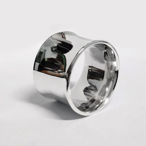 15mm Wide Concave Silver Ring 15mm, Thick Solid 925 Sterling Silver Band, High Polished Handmade Boho Ring, Men Women Silver Ring