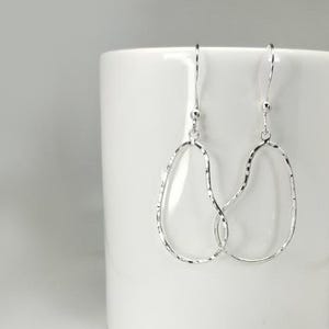 Simple 925 Silver Teardrop Earrings. 925 Sterling Silver Pear Dangle Earrings, Silver Water Droplet Earrings, Silver Statement Earrings Gift