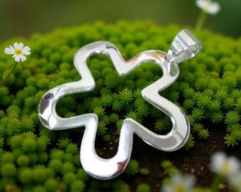 Handamade Large Silver Flower Pendant Necklace, 925 Sterling Silver Floral Pendant Boho Style, Botanical Blossom Nature Jewelry Gift For Her