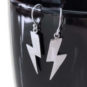 Handmade 925 Sterling Silver Lightning Bolt Earrings, Minimalist Lightning Earrings, Bolt Silver Dangling Earrings, Dainty Lightning Earring