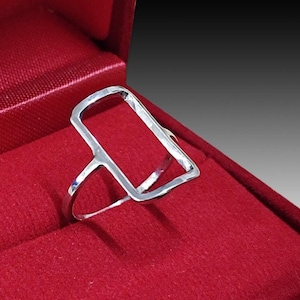 925 Sterling Silver Open Square Ring – Minimalist Stackable Ring for Women, Dainty Karma Ring, Simple Silver Gift Jewelry, Gift For Her