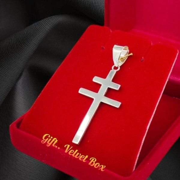 Lorraine Cross Pendant 925 Sterling Silver Patriotic Pendant Double Cross Pendant For Protection Religious Charm Handmade Lorena Jewelry